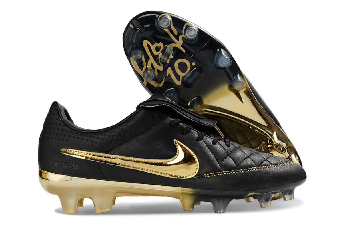 Nike Tiempo R10 preta com dourado