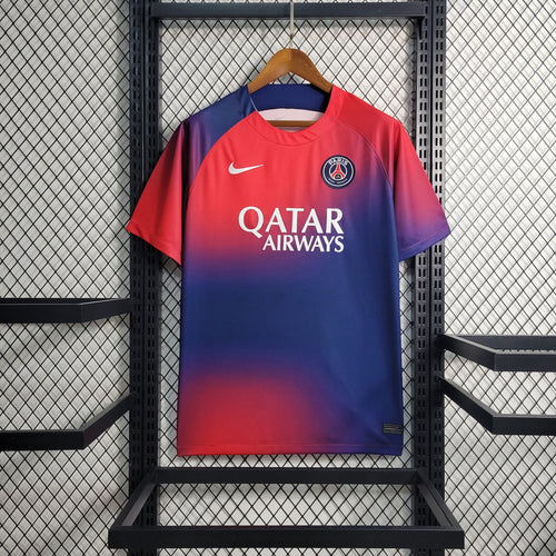 Camisa de Treino do PSG Vermelha e Azul 23/24
