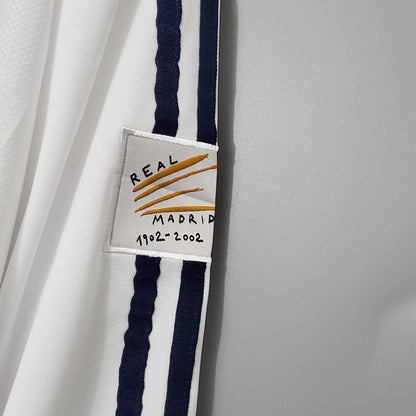 Camisa Titular do Real Madrid 2002 - Versão Retrô Manga Comprida