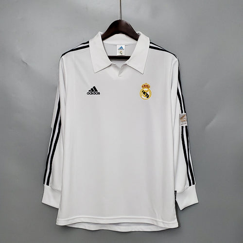 Camisa Titular do Real Madrid 2002 - Versão Retrô Manga Comprida