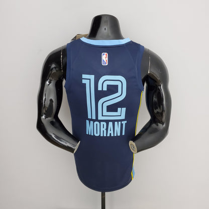 Camisa Memphis Grizzlies NBA #12 Morant - 75º Aniversário Azul