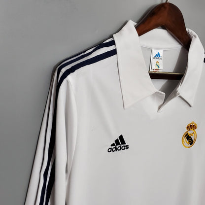 Camisa Titular do Real Madrid 2002 - Versão Retrô Manga Comprida