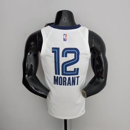 Camisa Memphis Grizzlies #12 Morant NBA - 75º Aniversário Branca