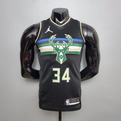 Camisa NBA Milwaukee Bucks #34 Antetokounmpo - Tema Preto