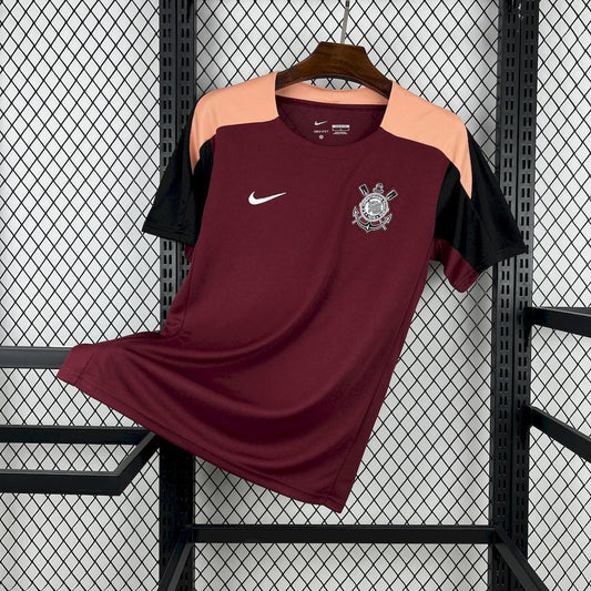 Camisa Pré-Jogo Corinthians 2026/27 - Nike Masculina Torcedor - Vinho/Salmão